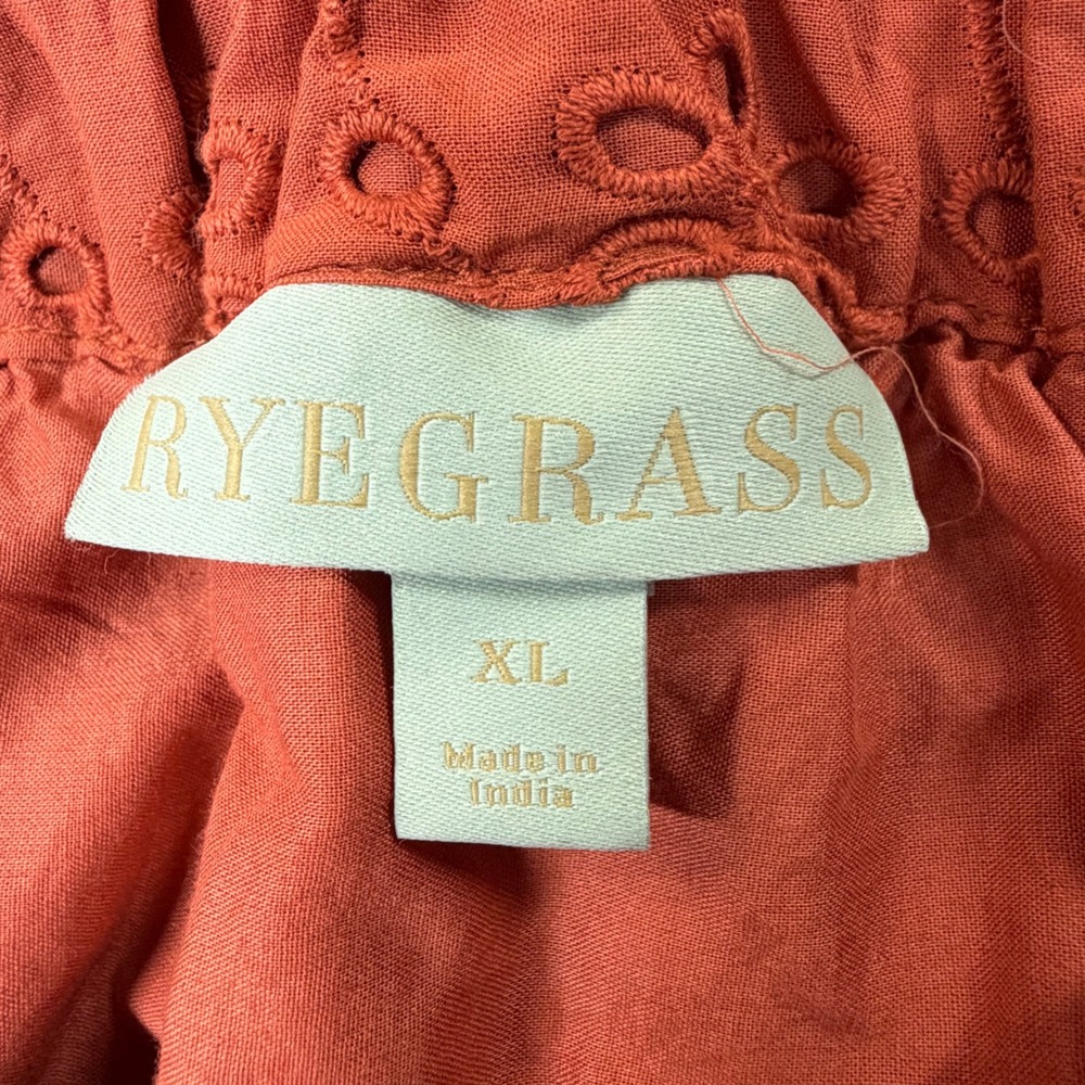 Ryegrass Eyelet Ruffle Midi Skirt Women XL Foxtail Orange Boho Cotton Autumn - Picture 5 of 10